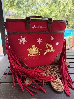 Montana West Western Cheer Tote - Santa's Sleigh Edition NWOT